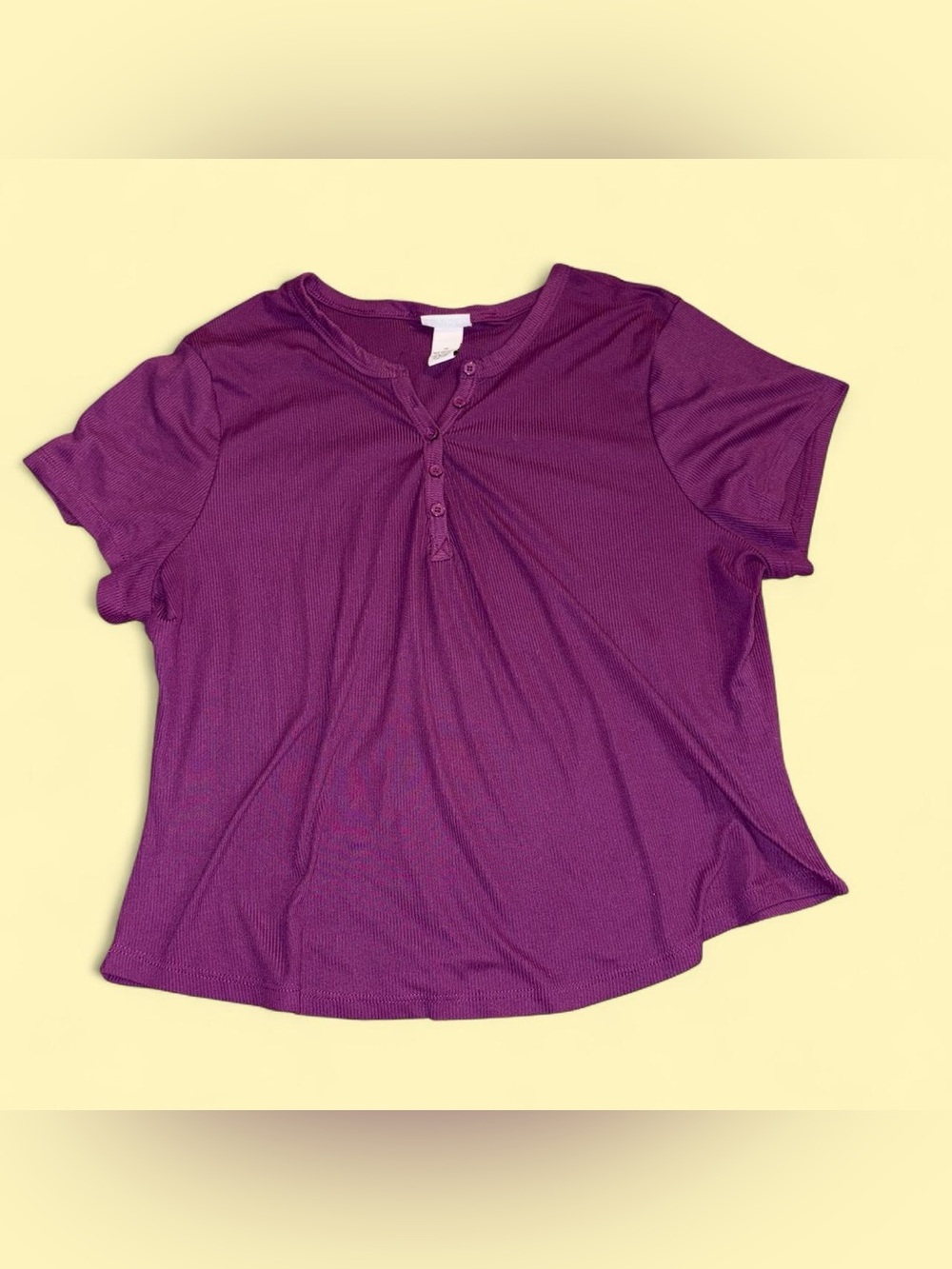 Women’s Purple Short Sleeve Henley Top